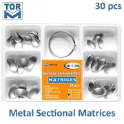 Set of Dental Metal Sectional Contoured Matrices 1.198 Matrix - 30 pcs + Ring