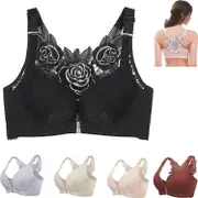 Floral Secrets Comfort Rose Bra, Comfort Rose Lift Bra, Front Closure Push Up Wire-free & Seamless Bra cy Black 38-85E