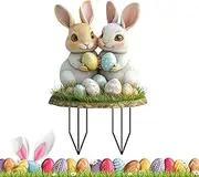 Easter Garden Stakes - Decorative Garden Signs,Spring Lawn Decor Props for Patio, 2D Acrylic Outdoor Decoration Bunny Egg Signs