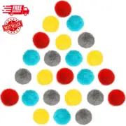 Cat Pom Pom Balls, 24 Multi-Colored Soft Enrichment Pom Poms, 2” Fuzzy Flash Bal