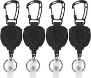 BTYMS 4-Pack Heavy Duty Retractable Keychain - Carabiner Keychain kit with 31.5" Steel Cord & 8oz Pull, Zinc Alloy Carabiner, Multi-Function Badge Holder for Keys, Cards, Security Access