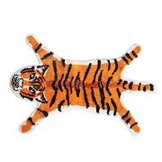 Personalized Tiger Print Area Rug, Cute Faux Tiger Rug Plush Non-Slip Orange