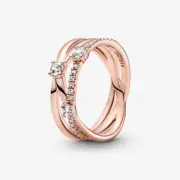 Authentic Pandora Rose Sparkling Triple Band Ring Size (50) 5