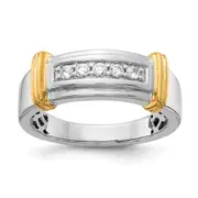 14k White u0026 Yellow Gold Real Diamond Men's Ring