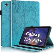 [TIPOYOROO] Case for Samsung Galaxy Tab A9 Plus 11 inch 2023 (SM-X210/X216/X218), Flip Cover Samsung Galaxy Tab A9+ 5g PU Leather with Elastic Band & Card Holder -Turquoise