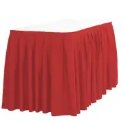 LinenTablecloth 17 ft. Accordion Pleat Polyester Table Skirt Red 17 ft.