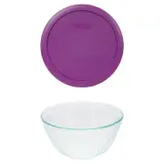 Pyrex 7402 6-Cup Sculpted Glass Bowl and 7402-PC Thistle Purple Lid