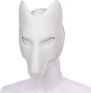 USHOBE Fox Japanese Kabuki Kitsune Masks Japanese Kabuki Masquerade Costume Masks Blank Hand Painted Masks for Cosplay Masquerade Parties Costume Accessory