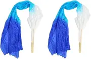 [gernie] 2Pcs Silk Belly Dance Fan 1.5 Meter Silk Belly Dance Bamboo Fans Veils National Dance Artificial Silk Veil Fans Long Folding Imitated Silk Fans for Dancing