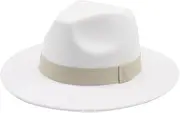 [Generic] Womens Mens Wide Brim Fedora Hats with Ribbon Band Belt Classic Wedding Church Felt Cap Panama Dress Hats 53 60-62cm, 53, One Size, 53, One Size