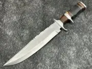 Custom Handmade Stainless Steel Bowie Knife With Leather Cover
