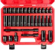 33pcs 1/2" Impact Socket Set (8-22mm), Metric Socket Set, Cr-V Steel, 6 Point...