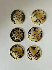 Six McDonalds Happy Meal Pokemon coin chips. Pikachu, Growlithe, Riolu, Liligant
