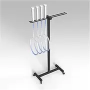 Ball Organizer，Floor Stand Badminton Racket Storage Rack Rolling Mobile Tennis Racket Holder Cart on Wheels, Comemrcial Child/Adults Rackets Organzier for School/Gym
