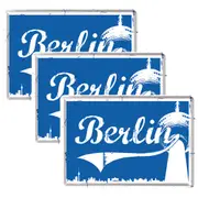 3PK Nostalgic Art Collection Durable Decor Metal Postcard/Decor Berlin Blue