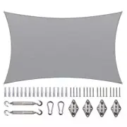 COLOURTREE Rectangle Sun Shade Sail w/ Kit 14'X8' Patio Weather Resistant Gray