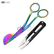 Applique Duckbill Scissors 6'' Blade with Offset Multi Color + Thread Nipper BLK