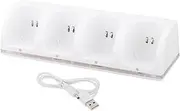 BaotyJie 4 Port Charging Dock Station with USB Cable Battery Charger for Game Control Gamepad Game Accessories, White, 7.4x2.1x1.8in