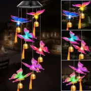 Purple Butterfly Bell Solar Wind Chimes Color Changing Lights Outdoor, Best G...