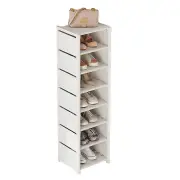 NNEOBA 8-Layer Foldable Shoe Rack Organizer - Space-Saving Wall Corner Storage (White)