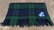 Pendleton New Highland Motor Robe Throw Blanket 52x70 Wool Blue Plaid Fringe USA