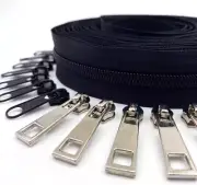 Zipper Roll by Yard #5 Bulk 10 Yards Nylon Zipper with 10Pcs Sliver Sliders and