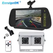 Monitor &White Motorhome Van RV Dual Twin Reversing Rear View Parking Camera Kit