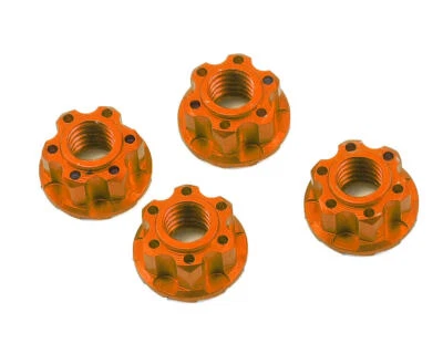 Yeah Racing 4mm Aluminum Serrated Wheel Lock Nut (4) (Orange) [YEA-YA-0448OR]