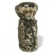 Plush Faux Leopard Wine Gift Bag