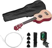 21 Inch d Acoustic Soprano Ukulele Ukelele Uke Kit Basswood with Carry Bag Uke Strap Strings Picks Tuner Wood Color