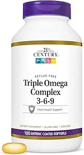21st Century Triple Omega Complex 3 6 9 Enteric Coated Softgels, 180 Count Bottle