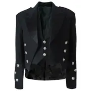 Scottish Black Prince Charlie Kilt Jacket with Waistcoat for Men - Custom Size