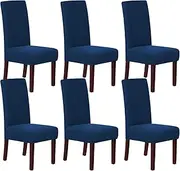 [Smarcute] Dining Chair Covers Stretch Removable Washable Chair Covers Chair Protector Home Decor Spandex Jacquard Dining Chair Protector Cover for Dining Room Set of 6, Navy