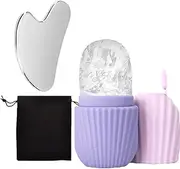 Ice Face Roller for Women - Silicone Ice Mold Roller Massage Tool Set | Reduces Puffiness Reusable Skin Care Tools Massage Board with Storage Bag for Home Morning Nighttime
