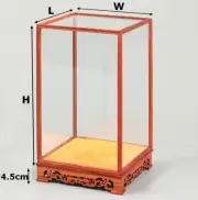 Rosewood Trim Display Case Glass Doll Art Jewelry Statue Dust Protect Cover