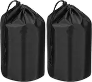 uxcell Stuff Sack, 2 Pcs 5 x 10 Inch Waterproof Outdoor Storage Sack Portable Drawstring Dust Flap Bag Lightweight Sleeping Bag for Camping Hiking Travel, Black