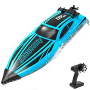Brushless RC Boats for Men Women, 30+MPH Fast Remote Control Boat with 2 Rechargeable Batteries for Lakes for Men Women, Blue