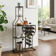 Wine Rack, Wine Bottle and Wine Glass Holder, Wrought Iron Wall-Mounted Wine ...