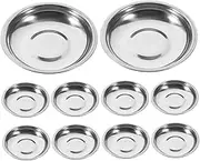 JECOMPRIS 10Pcs Stainless Steel Round Dishes Sauce Spice Plates for Condiments Appetizers and Seasonings for Mustard Soy Sauce