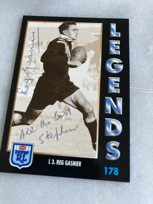 SIGNED REG GASNIER DRAGONS IMMORTAL 1994 SERIES 1 LEGENDS NRL CARD RARE MINT
