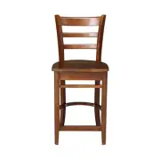Emily 24 in. Espresso High Back Wood Frame Counter Height Foot Rest Bar Stool