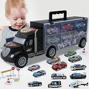 Toddler Toys for 3-4 Year Old Boys,Large Transport Cars Carrier Set Truck Toys with 12 Die-cast Vehicles Truck Toys Cars,Ideal Gift Toys for Kids Age 3-7
