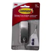 3M, Command, Medium, Brushed Nickel Metal Hook w 2 Strips