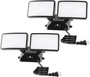 2Pk Dusk to Dawn LED Security Light 18W Plug In 5000K Waterproof Wall Light
