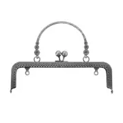 Metal Purse Frame,7.9" Retro Rectangle Kiss Lock Clasp Frame Embossed,Grey