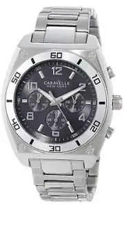 Caravelle New York 43A120 Chronograph Silver Tone Stainless Steel Men's Watch BN