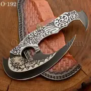 EXQUISITE CUSTOM MADE D2 TOOL STEEL PIZZA CUTTER, ULU KNIFE, CLEAVER - O192