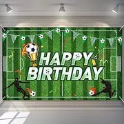 Soccer Birthday Party Backdrop Football Field Photo Background Soccer Theme Birthday Party Decorations Photo Booth Props for Cake Table Decorations, 5.9 x 3.6 Feet