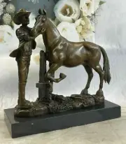 Original Milo Bronze Sculpture "Let`s Go" Cowboy Horse Western Art Statue Deal