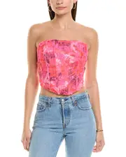 Rococo Sand Linen-Blend Corset Top
